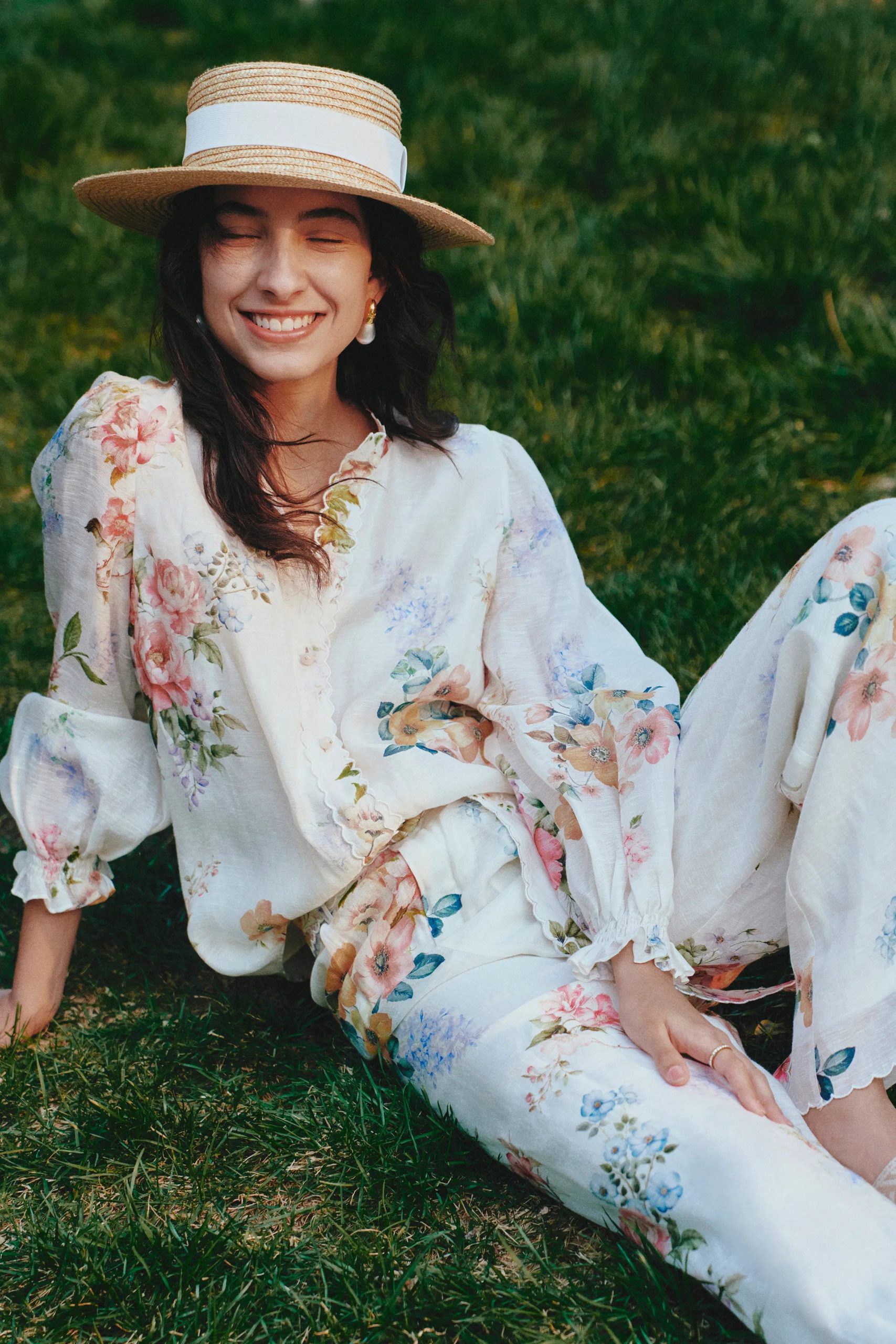 Ariel Flora Blouse in Silk-Linen Blend