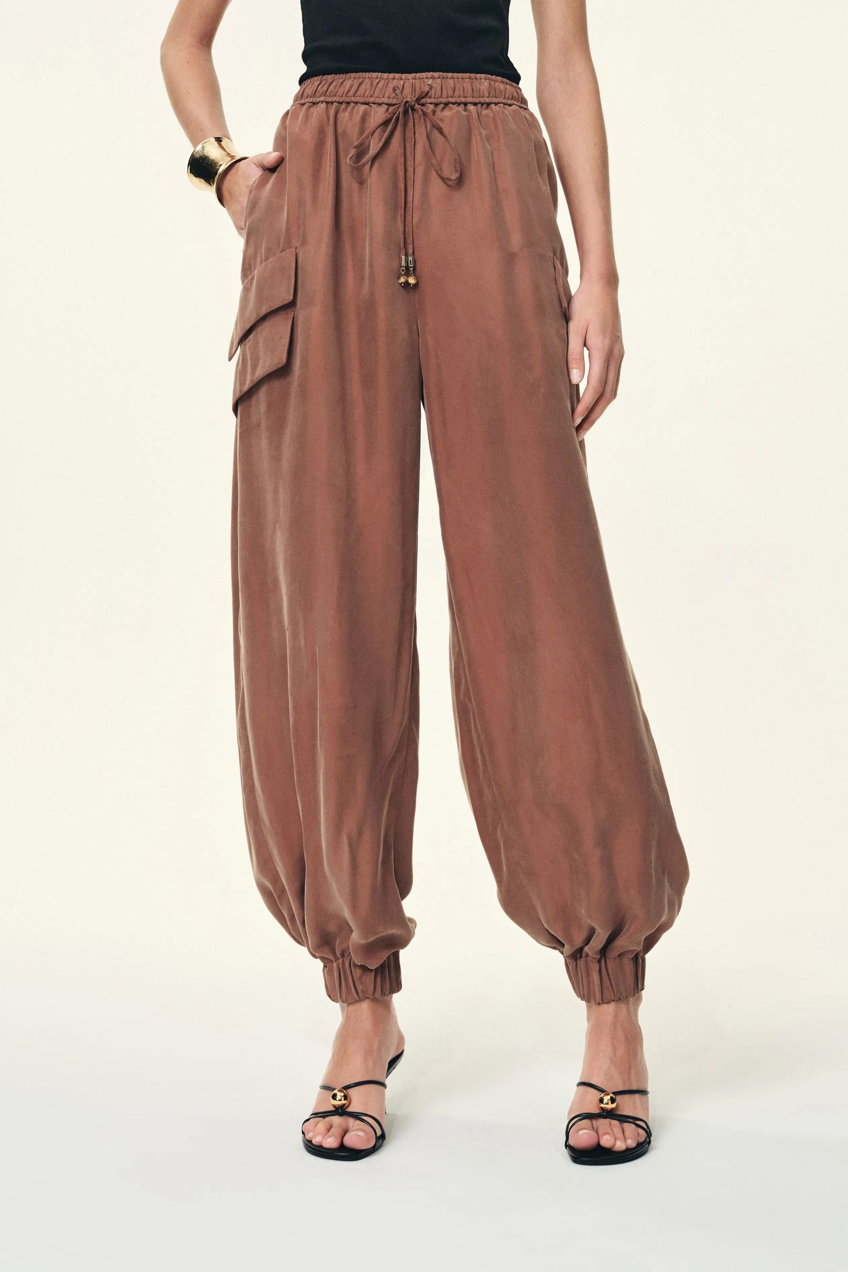 Alice Airy Elasticated Waist Balloon Pants in Cupro Tencel Blend