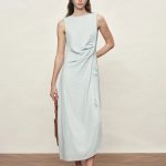 Arilyn Petal Drawstring Dress in Fold Texture