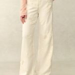 Anna Eyelet Pants in Silk Linen Blend