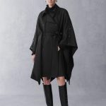 Aggripine Cape Style Trench Coat in Lightweight Merino Twill