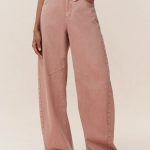 Adeline Knee Seams Dusty Pink Jeans in Lyocell Denim