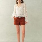 Amara Openwork V neck Cardigan in Cotton Yarn