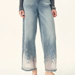 Ariel Straight Cropped Jeans in Cotton-Rich Transparent Burnout Denim